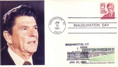 1981 & 1985 Ronald Reagan inauguration dual cancellation cachet cover