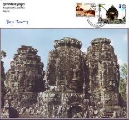 Postcard; Another nice postcard from Cambodia showing the view of Bayon.