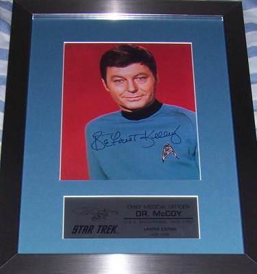 DeForest Kelley autographed vintage Star Trek 8x10 McCoy photo matted & framed