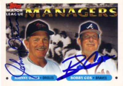 Bobby Cox & Johnny Oates autographed 1993 Topps Managers card