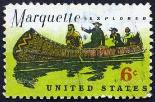 Stamps; 6 cents; Marquette explorer; UNITED STATES OF AMERICA - CIRCA 1968: