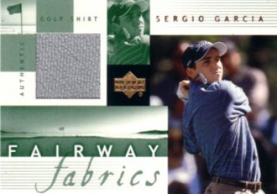 Sergio Garcia 2002 Upper Deck golf Fairway Fabrics tournament worn shirt card