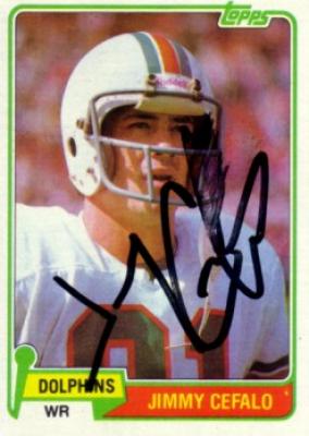 Jimmy Cefalo autographed Miami Dolphins 1981 Topps card