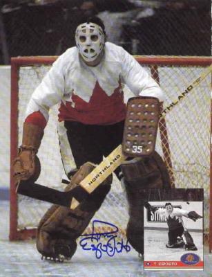 Tony Esposito (Chicago Blackhawks) autographed Team Canada Beckett Hockey back cover