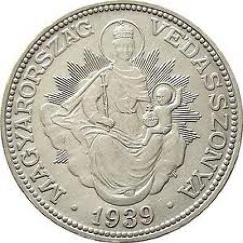 Coins;HUNGARY 2 PENGO 1939 SILVER COIN
