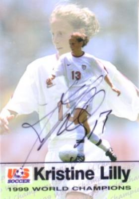 Kristine Lilly autographed 1999 Women's World Cup Champions soccer card