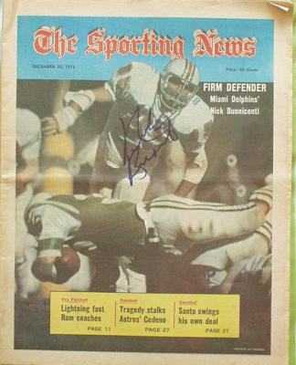 Nick Buoniconti autographed Miami Dolphins 1973 Sporting News