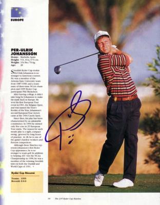 Per-Ulrik Johansson autographed full page golf magazine photo