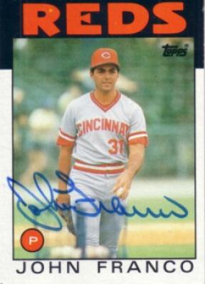 John Franco autographed Cincinnati Reds 1986 Topps card