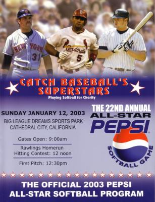 Albert Pujols Mike Piazza Jason Giambi 2003 Pepsi All-Star Softball program