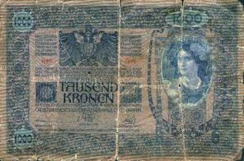 Banknote of 1000 Austrian Kronen, which circulated in Berezhany 