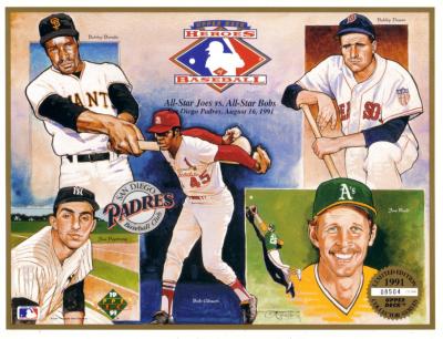 1991 Upper Deck Heroes of Baseball card sheet (Bobby Doerr Bob Gibson)