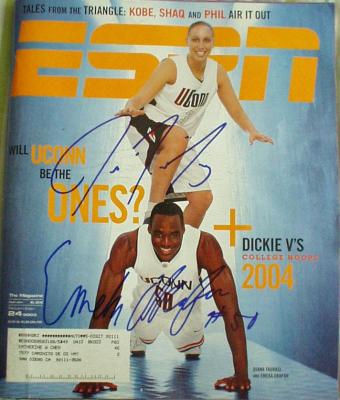 Emeka Okafor & Diana Taurasi autographed UConn 2003 ESPN Magazine