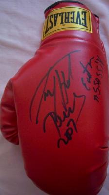 Larry Holmes autographed Everlast leather boxing glove inscribed Easton Assassin
