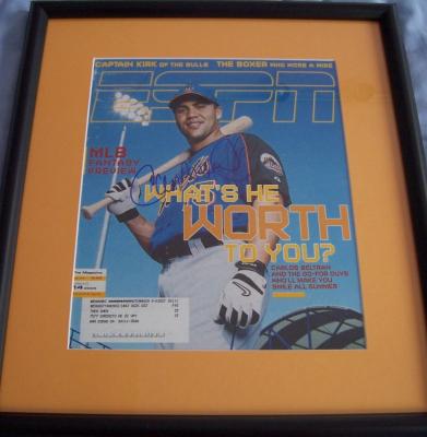 Carlos Beltran autographed New York Mets ESPN Magazine cover matted & framed