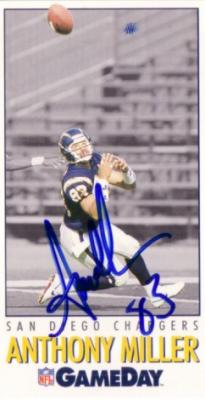 Anthony Miller autographed San Diego Chargers 1992 Gameday card