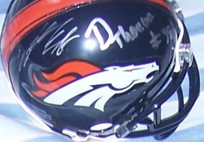 Eric Decker Von Miller Demaryius Thomas autographed 2011 Denver Broncos mini helmet