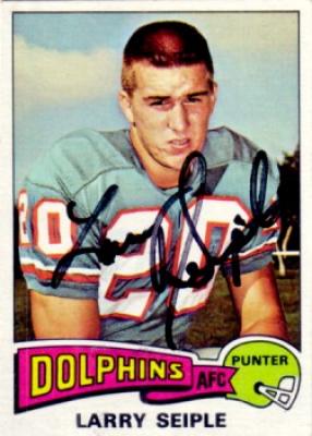 Larry Seiple autographed Miami Dolphins 1975 Topps card