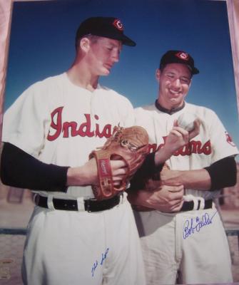 Bob Feller & Herb Score autographed Cleveland Indians 16x20 poster size photo