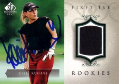 Kelli Kuehne autographed 2004 SP Signature golf tournament worn shirt card
