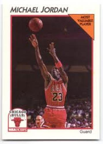 Basketball Card; 1991-92 NBA Hoops #5 basketball card. Michael Jordan of Chicago Bulls