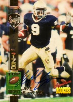 Jeff Burris certified autograph 1994 Notre Dame Fighting Irish card