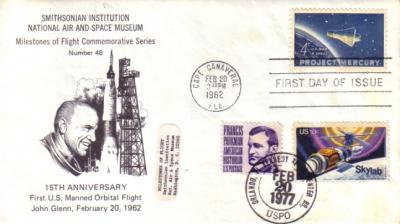 1962 & 1977 John Glenn Project Mercury First Day Cover (dual cancellation)