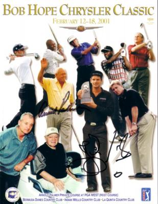 Arnold Palmer & Jesper Parnevik autographed 2001 Bob Hope Chrysler Classic golf program