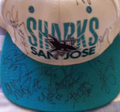 1996-97 San Jose Sharks team autographed cap (Jeff Friesen Ray Whitney)