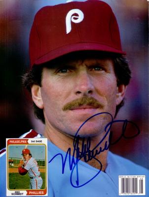 Mike Schmidt autographed Philadelphia Phillies Beckett Baseball back cover photo