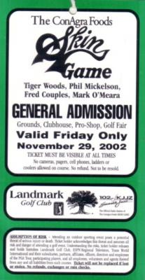 2002 Skins Game ticket (Tiger Woods Phil Mickelson Fred Couples Mark O'Meara)