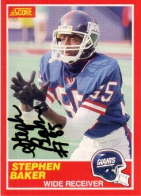Stephen Baker autographed New York Giants 1989 Score card