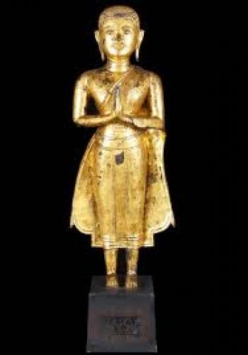 18th Century Antique Gold Plated Standing Buddha