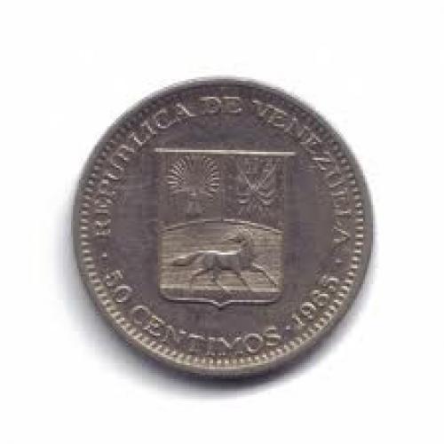 Coins;  Venezuela - 50 Centimos - 1965 - Back image