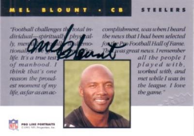 Mel Blount certified autograph Pittsburgh Steelers 1991 Pro Line card