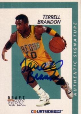 Terrell Brandon certified autograph Oregon 1991 Courtside card