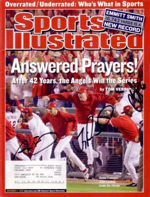 Chone Figgins Troy Percival Adam Kennedy autographed Angels 2003 World Champs Sports Illustrated