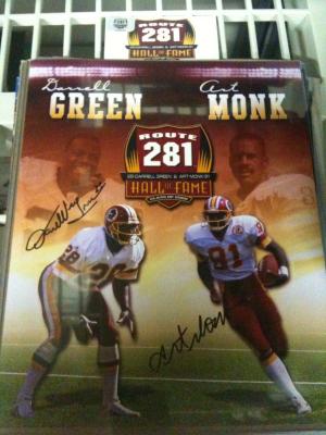 Darrell Green & Art Monk autographed Redskins 2008 Hall of Fame 8x10 photo