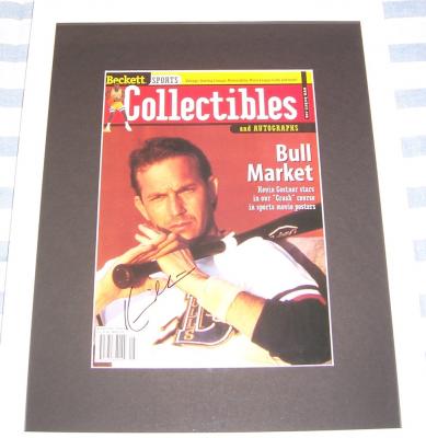 Kevin Costner autographed Bull Durham magazine cover matted & framed