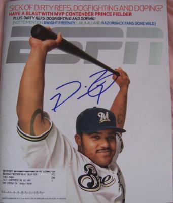 Prince Fielder autographed Milwaukee Brewers 2007 ESPN Magazine