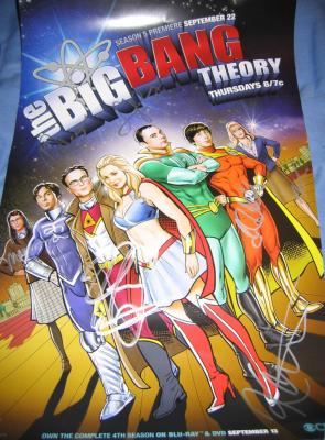 Big Bang Theory cast autographed 2011 Comic-Con poster (Kaley Cuoco Johnny Galecki Jim Parsons)