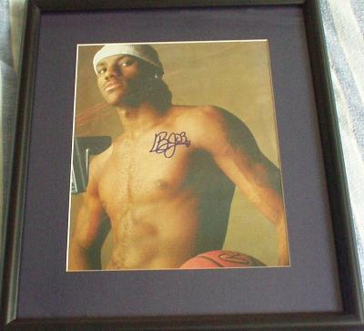 LeBron James autographed shirtless photo matted & framed