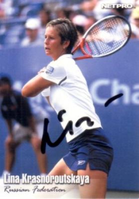 Lina Krasnoroutskaya autographed 2003 Netpro tennis card
