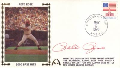 Pete Rose autographed Cincinnati Reds 3000 Hits cachet envelope