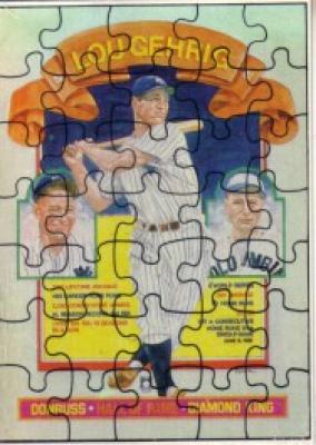 Lou Gehrig puzzle 1985 Donruss box bottom card