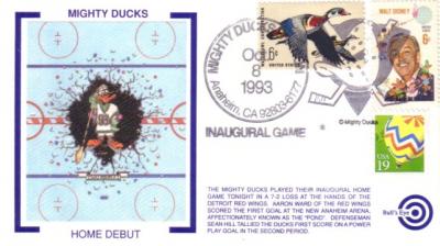 1993 Anaheim Mighty Ducks Inaugural Game cachet envelope