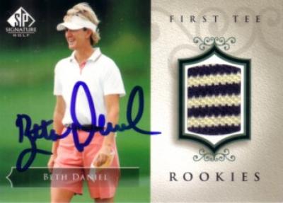 Beth Daniel autographed 2004 SP Signature golf tournament worn shirt card