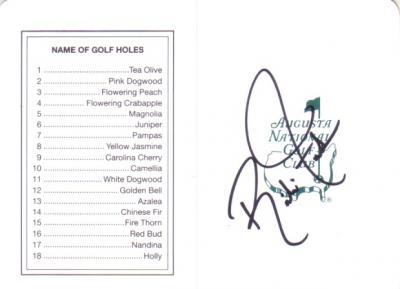 Rickie Fowler autographed Augusta National Masters scorecard