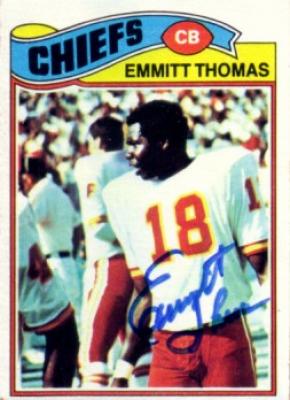 Emmitt Thomas autographed Kansas City Chiefs 1977 Topps card