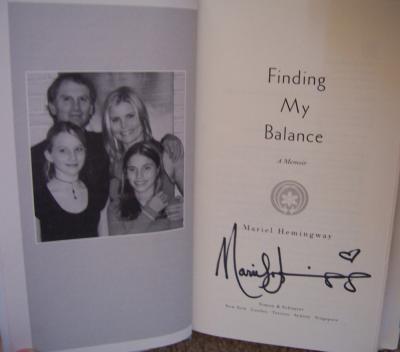 Mariel Hemingway autographed Finding My Balance book